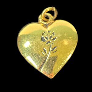 Vintage Rose Heart Pendant Charm Fashion Jewelry Gold Tone for Necklace Bracelet